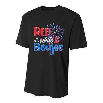 Red White And Boujee 4th of July Fireworks Youth Performance Sprint T-Shirt