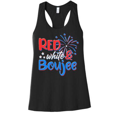 Red White And Boujee 4th of July Fireworks Women's Racerback Tank