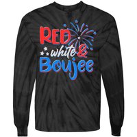 Red White And Boujee 4th of July Fireworks Tie-Dye Long Sleeve Shirt