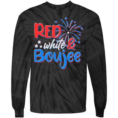 Red White And Boujee 4th of July Fireworks Tie-Dye Long Sleeve Shirt