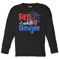 Red White And Boujee 4th of July Fireworks Toddler Long Sleeve Shirt