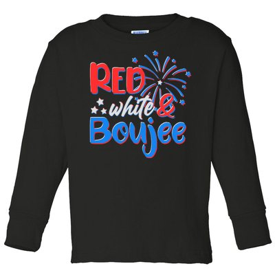 Red White And Boujee 4th of July Fireworks Toddler Long Sleeve Shirt