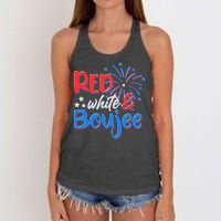 Red White And Boujee 4th of July Fireworks Women's Knotted Racerback Tank