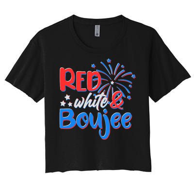 Red White And Boujee 4th of July Fireworks Women's Crop Top Tee