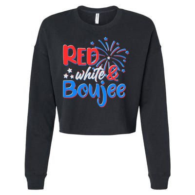 Red White And Boujee 4th of July Fireworks Cropped Pullover Crew
