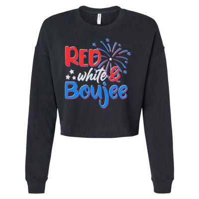 Red White And Boujee 4th of July Fireworks Cropped Pullover Crew