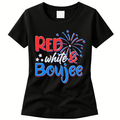 Red White And Boujee 4th of July Fireworks Womens T-Shirt