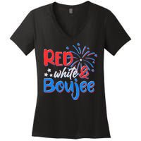 Red White And Boujee 4th of July Fireworks Women's V-Neck T-Shirt