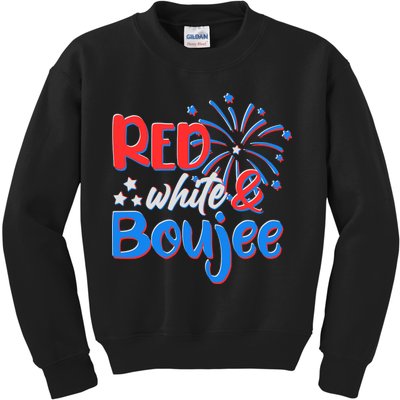 Red White And Boujee 4th of July Fireworks Kids Sweatshirt