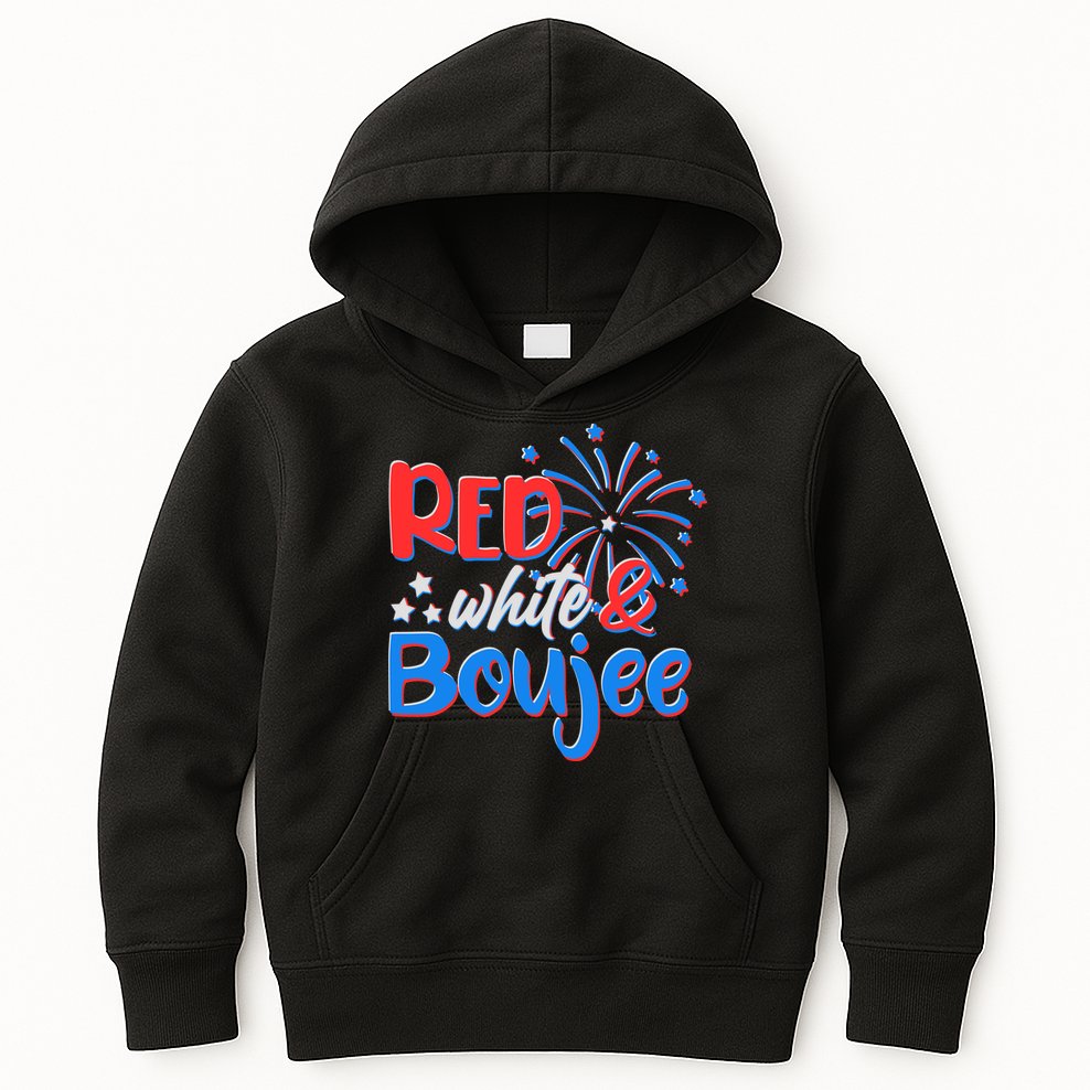 Red White And Boujee 4th of July Fireworks Kids Hoodie