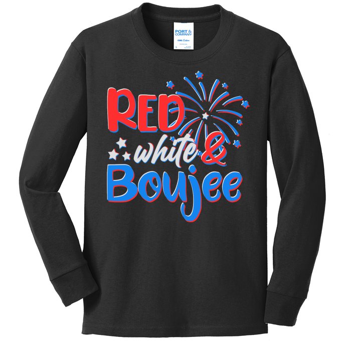 Red White And Boujee 4th of July Fireworks Kids Long Sleeve Shirt