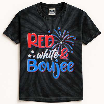 Red White And Boujee 4th of July Fireworks Kids Tie-Dye T-Shirt