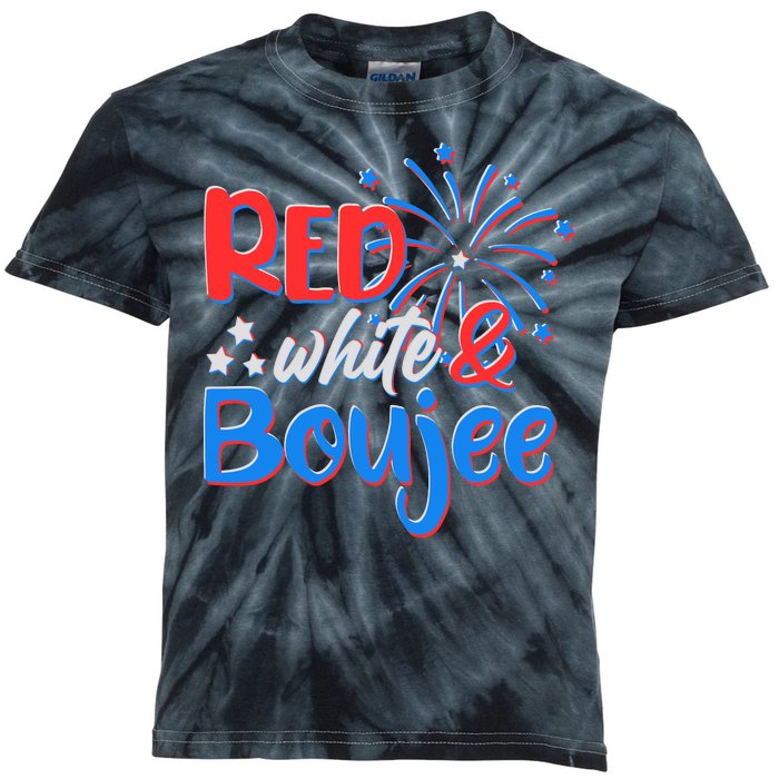 Red White And Boujee 4th of July Fireworks Kids Tie-Dye T-Shirt