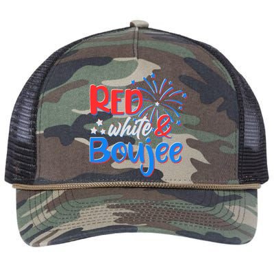 Red White And Boujee 4th of July Fireworks Retro Rope Trucker Hat Cap