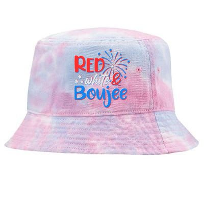 Red White And Boujee 4th of July Fireworks Tie-Dyed Bucket Hat