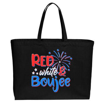 Red White And Boujee 4th of July Fireworks Cotton Canvas Jumbo Tote