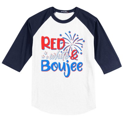 Red White And Boujee 4th of July Fireworks Baseball Sleeve Shirt