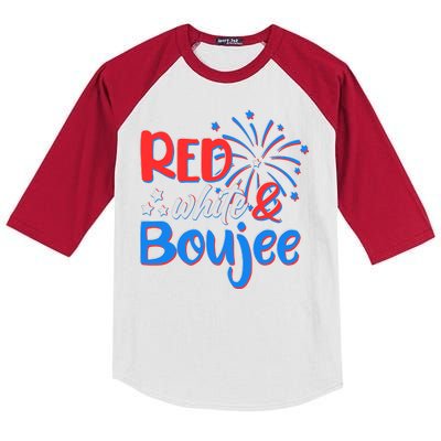 Red White And Boujee 4th of July Fireworks Kids Colorblock Raglan Jersey