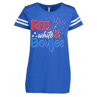 Red White And Boujee 4th of July Fireworks Enza Ladies Jersey Football T-Shirt