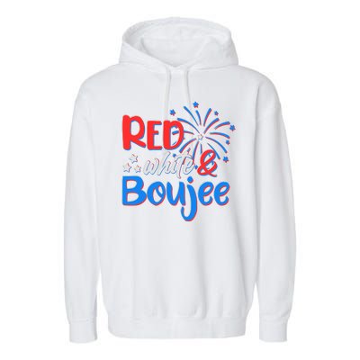 Red White And Boujee 4th of July Fireworks Garment-Dyed Fleece Hoodie