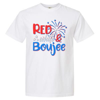 Red White And Boujee 4th of July Fireworks Garment-Dyed Heavyweight T-Shirt