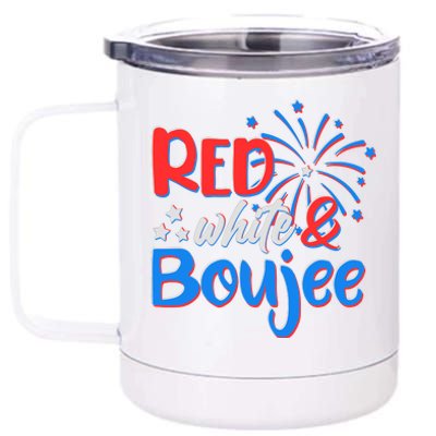 Red White And Boujee 4th of July Fireworks 12 oz Stainless Steel Tumbler Cup