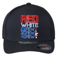 Red White And Pew Pew Pew USA Guns Flexfit Unipanel Trucker Cap