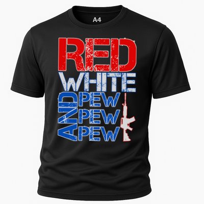 Red White And Pew Pew Pew USA Guns Performance Shirt