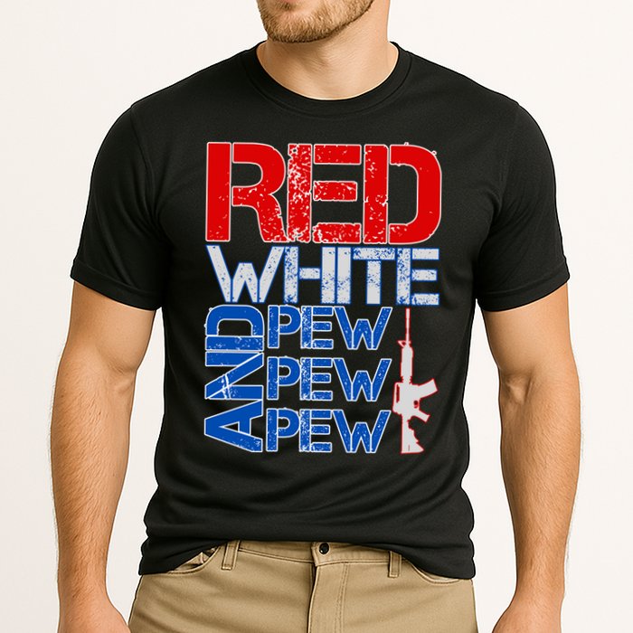Red White And Pew Pew Pew USA Guns Performance Shirt