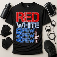 Red White And Pew Pew Pew USA Guns Performance Shirt