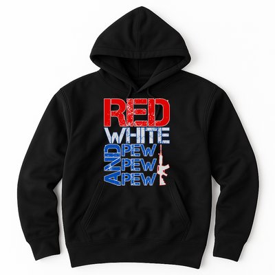 Red White And Pew Pew Pew USA Guns Hoodie