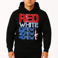 Red White And Pew Pew Pew USA Guns Hoodie