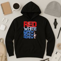Red White And Pew Pew Pew USA Guns Hoodie