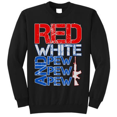 Red White And Pew Pew Pew USA Guns Sweatshirt