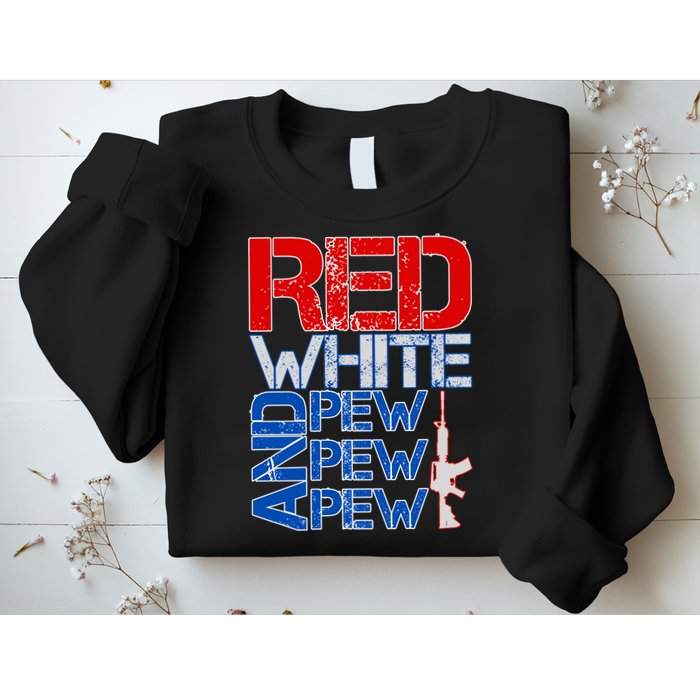 Red White And Pew Pew Pew USA Guns Sweatshirt
