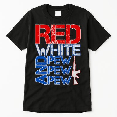 Red White And Pew Pew Pew USA Guns Tall T-Shirt