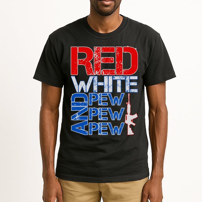 Red White And Pew Pew Pew USA Guns Tall T-Shirt