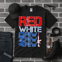 Red White And Pew Pew Pew USA Guns Tall T-Shirt