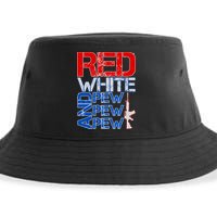Red White And Pew Pew Pew USA Guns Sustainable Bucket Hat