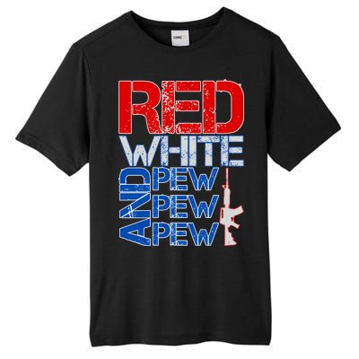 Red White And Pew Pew Pew USA Guns Tall Fusion ChromaSoft Performance T-Shirt