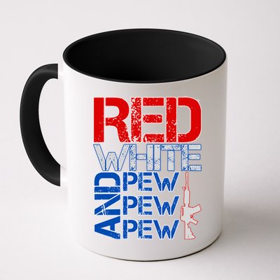 Red White And Pew Pew Pew USA Guns Mug