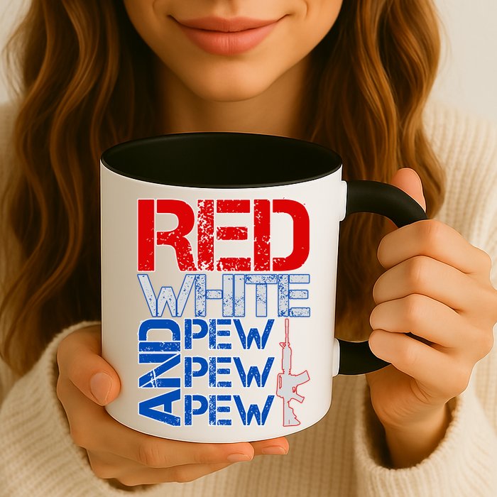 Red White And Pew Pew Pew USA Guns Mug