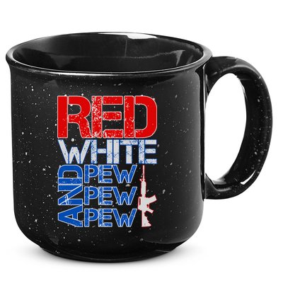 Red White And Pew Pew Pew USA Guns 15oz Campfire Ceramic Mug