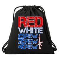 Red White And Pew Pew Pew USA Guns Drawstring Bag