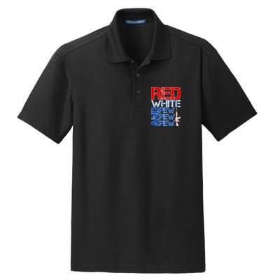 Red White And Pew Pew Pew USA Guns Dry Zone Grid Polo
