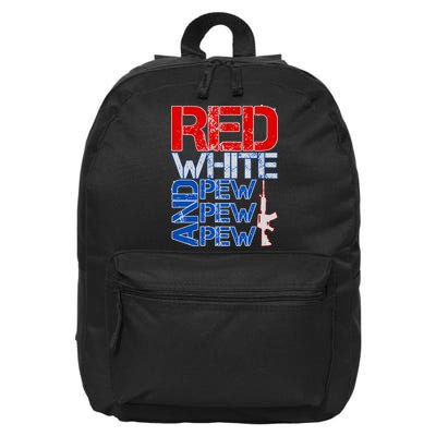 Red White And Pew Pew Pew USA Guns 16 in Basic Backpack