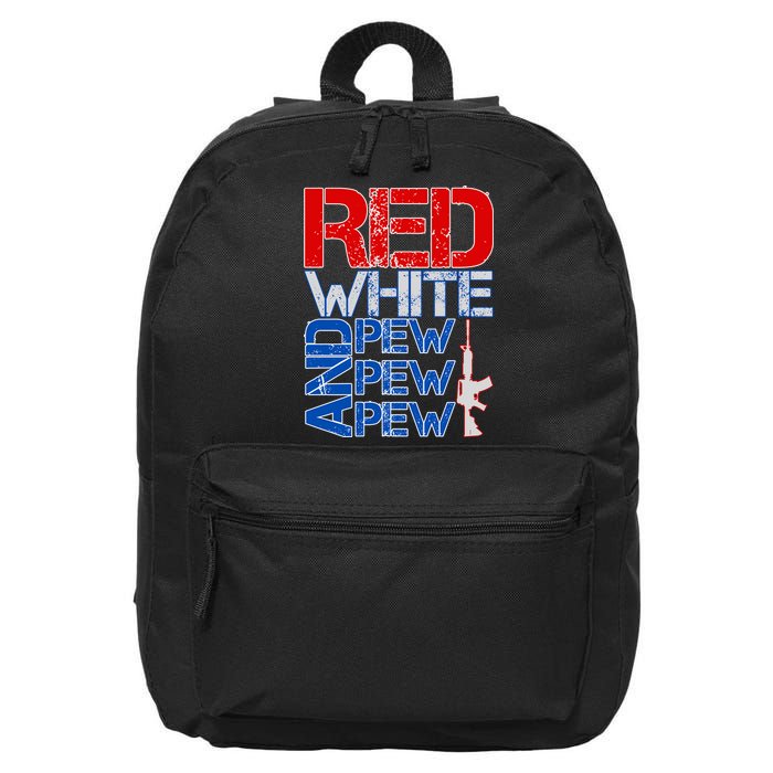 Red White And Pew Pew Pew USA Guns 16 in Basic Backpack