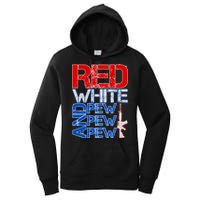 Red White And Pew Pew Pew USA Guns Women's Pullover Hoodie