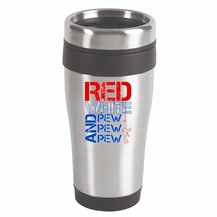 Red White And Pew Pew Pew USA Guns 16oz Travel Tumbler