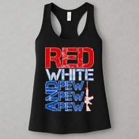 Red White And Pew Pew Pew USA Guns Womens Tank Top